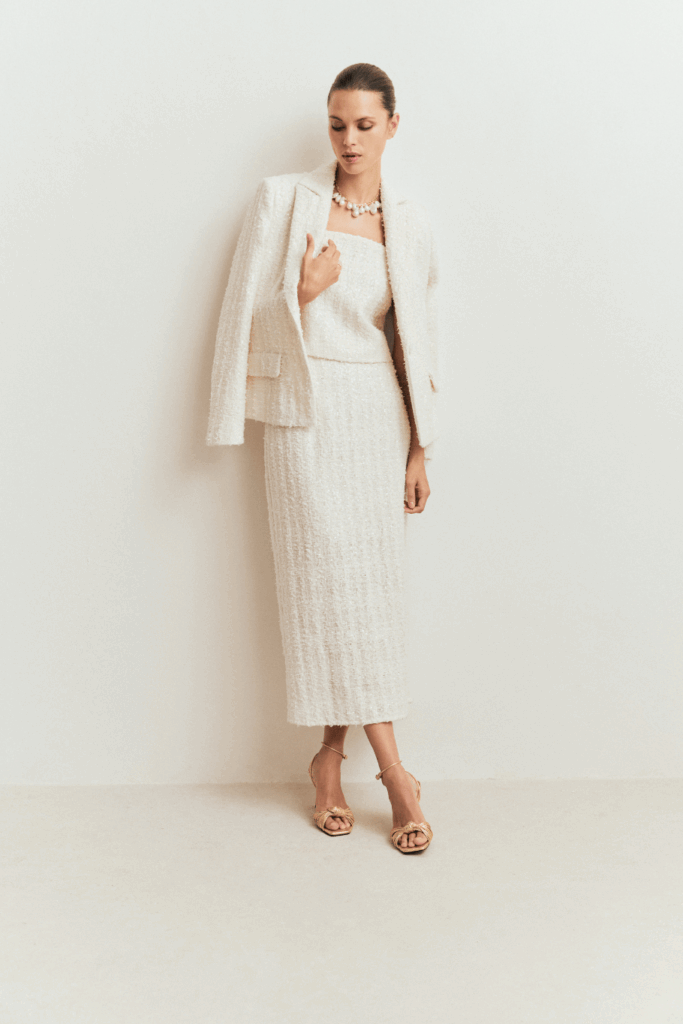 Conjunto de novia civil con blazer blanco de Bimani WHITE
