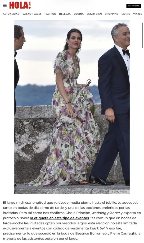 Artículo de HOLA Novias con comentario de Gisela Príncipe sobre vestidos midi en bodas