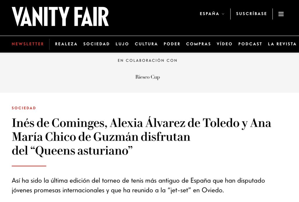 Gisela Príncipe en evento social mencionado por Vanity Fair