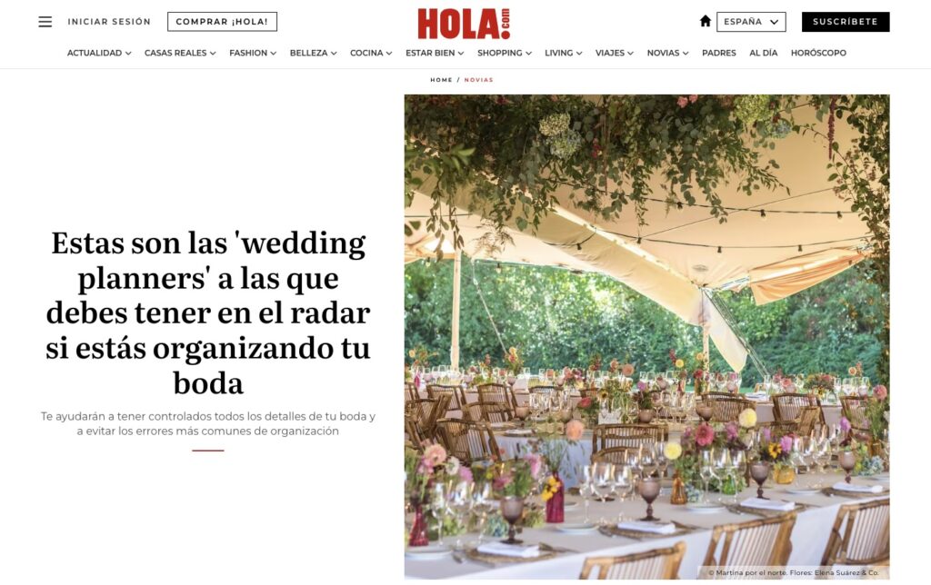 Operación Boda seleccionada por HOLA como wedding planner recomendada en España