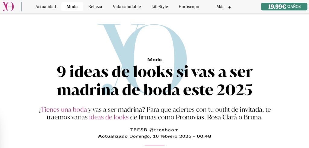Artículo de Yo Dona citando a Gisela Príncipe sobre protocolo en bodas